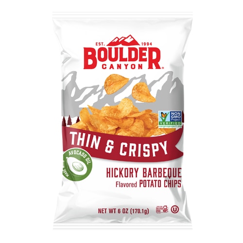 Boulder Canyon Avocado Oil Thin & Crispy Potato Chips Hickory Barbeque