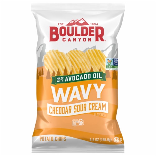 Boulder Canyon Avocado Oil Wavy Potato Chips Cheddar Sour Cream