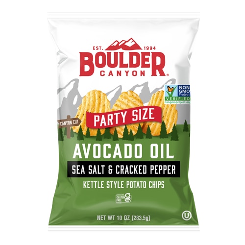 Boulder Canyon Kettle Potato Chips Gluten Free Avocado Oil Sea Salt & Cracked Pepper