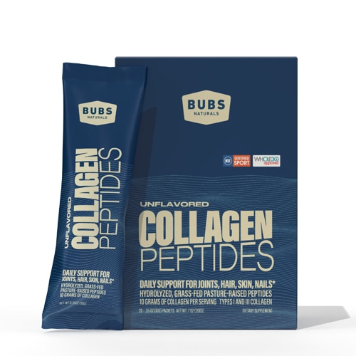 Bubs Naturals Collagen Peptides Stick Pack - NSF Certified for Sport Unflavored