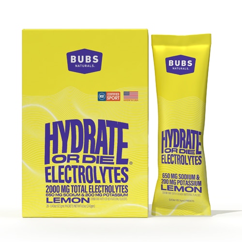 Bubs Naturals Hydrate or Die Electrolytes - NSF Certified For Sport Lemon