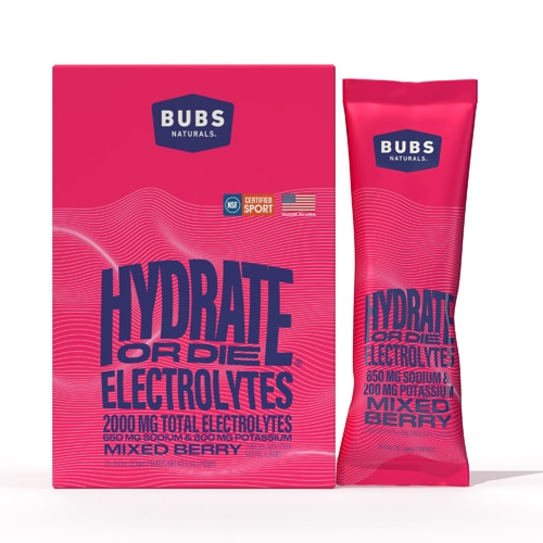 Bubs Naturals Hydrate or Die Electrolytes - NSF Certified For Sport Mixed Berry