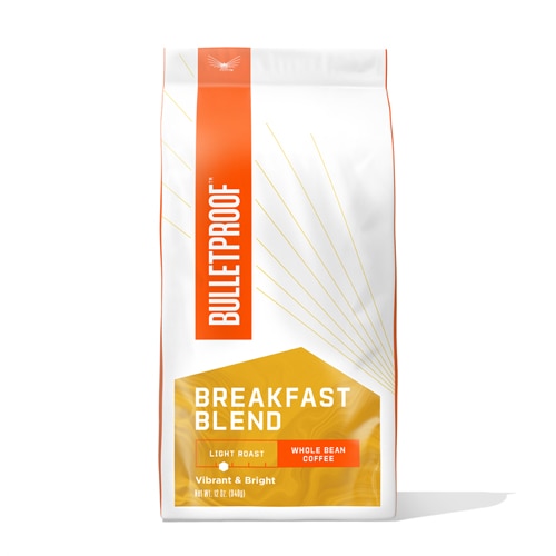 Bulletproof Keto Friendly Light Roast Whole Bean Coffee Breakfast Blend