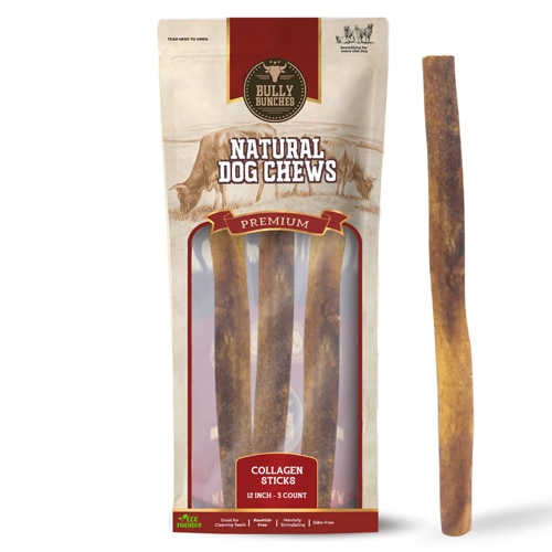 Bully Bunches Natural Dog Chews Collagen 12 Inch Stick