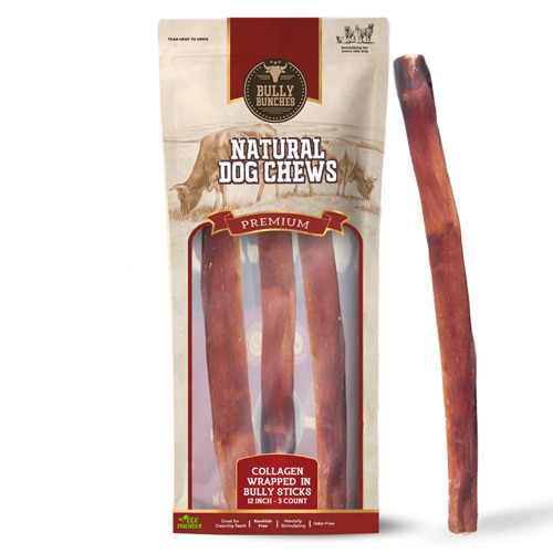 Bully Bunches Natural Dog Chews Collagen Wrapped 12 Inch Stick