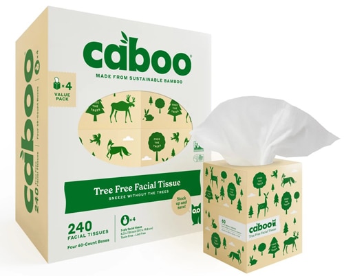 Caboo Facial Tissue Tree Free Bamboo Plastic Free 3-Ply 60 Sheet Box