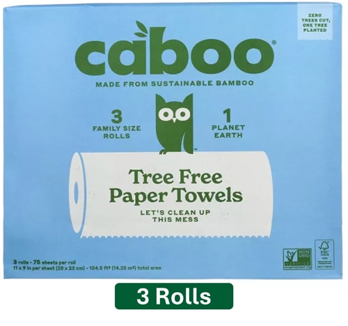 Caboo Paper Towels Tree Free Bamboo Plastic Free 75 Sheet Roll