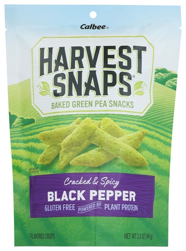 Calbee Gluten Free Harvest Snaps Baked Green Pea Snacks Black Pepper