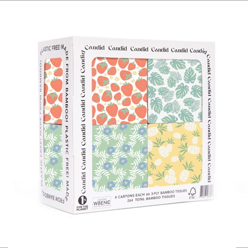 Candid Facial Tissue Bamboo Plastic Free 3-Ply 66 Sheet Box