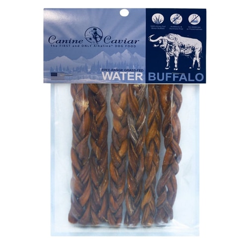 Canine Caviar Dog Treats Grass Fed Buffalo Braided Bully Sticks
