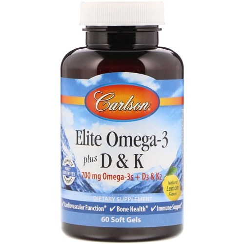 Carlson Elite Omega-3 plus D & K Natural Lemon