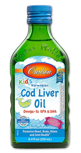 Carlson Kid's Norwegian Cod Liver Oil Omega-3s EPA & DHA Bubble Gum