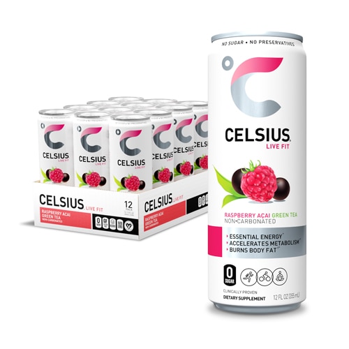 Celsius Energy Drink Non-Carbonated Raspberry Acai Green Tea