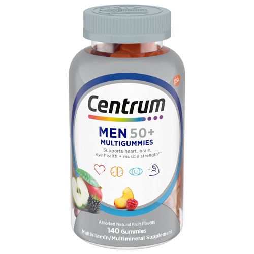 Centrum MultiGummies Men 50 Plus Multivitamin Supplement Assorted Natural Fruit