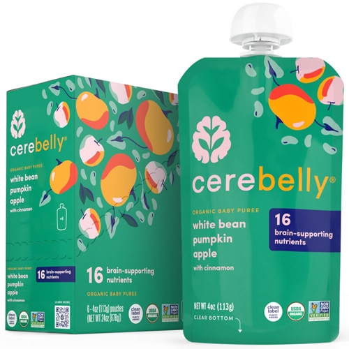 Cerebelly Organic Baby Food Purees White Bean Pumpkin Apple