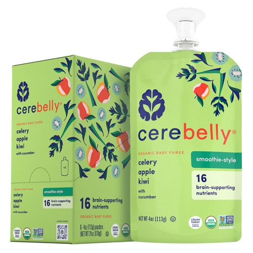 Cerebelly Organic Baby Puree Smoothie Vegan Celery Apple Kiwi