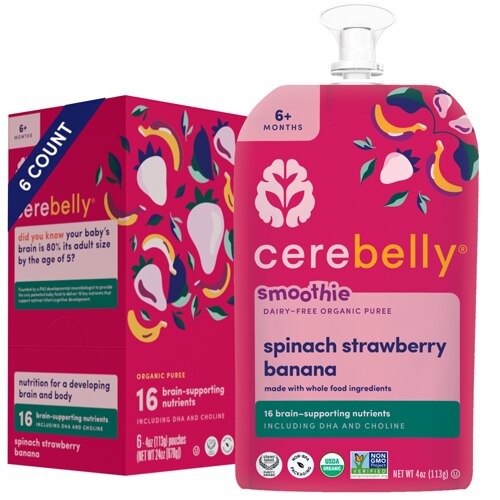 Cerebelly Organic Baby Puree Smoothie Vegan Spinach Strawberry Banana