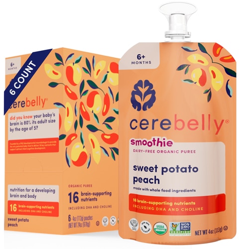 Cerebelly Organic Baby Puree Smoothie Vegan Sweet Potato Peach