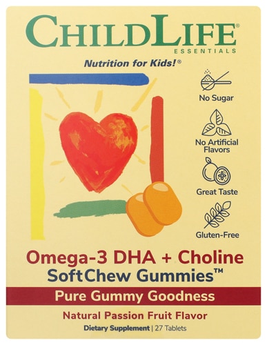 Childlife Omega-3 DHA + Choline SoftChew Natural Passion Fruit