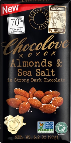 Chocolove Non-GMO Almonds & Sea Salt in Strong Dark Chocolate