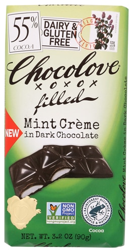 Chocolove Non GMO Mint Crème Filled in Dark Chocolate