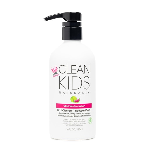 Clean Kids Naturally 3-in-1 Bubble Bath Body Wash Shampoo Wild Watermelon