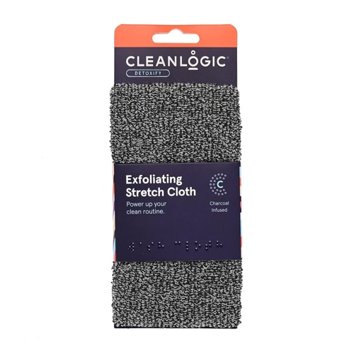Cleanlogic Charcoal Infused Detoxify Exfoliating Stretch Wash Cloth