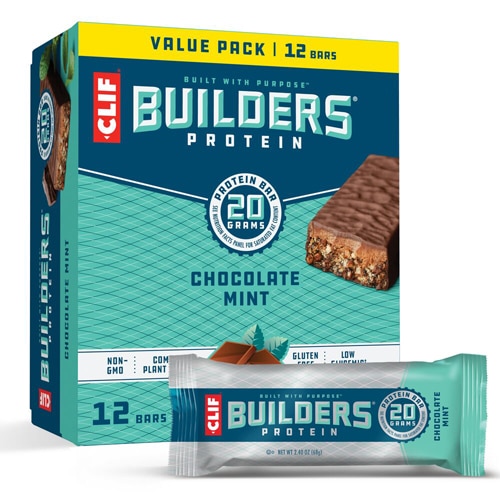 Clif Bar Gluten Free Builders Plant-Based Protein Bars Chocolate Mint