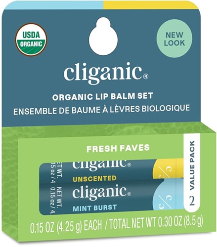 Cliganic Organic Lip Balm - 2 Pack Fresh Faves