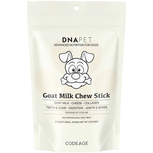 Codeage DNA PET Goat Milk Chew Sticks for Dogs up to 20 lbs 3 Protein Treats - Small