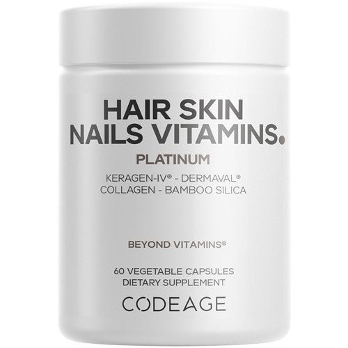 Codeage Hair Skin Nails Vitamins Platinum Keratin Dermaval Biotin Collagen Vitamin C HA
