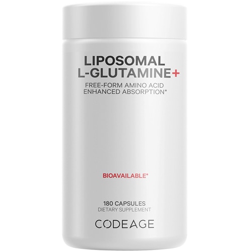 Codeage L-Glutamine 1000mg Supplement-Free-Form Amino Acid Glutamin-Gut Health-Immune-Muscles Support