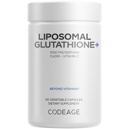 Codeage Liposomal Glutathione+ 1000 mg - Vitamin C - Coenzyme Q10 - Antioxidant Support