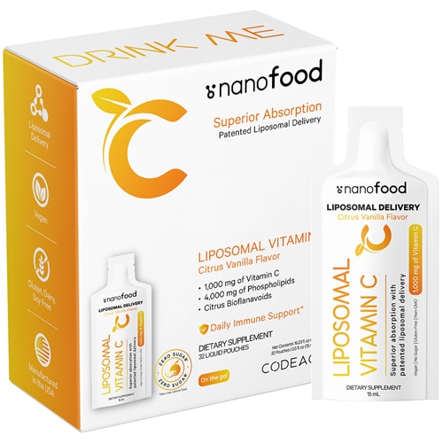 Codeage Liposomal Vitamin C 1000 mg with Vitamin E - Liquid Vitamin C Supplement for Women Immune Support Citrus Vanilla