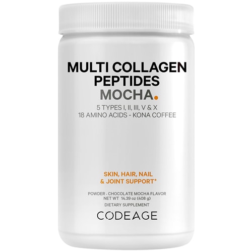 Codeage Multi Collagen Peptides Powder Mocha Flavor - Hydrolyzed Collagen Protein