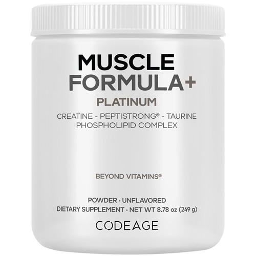 Codeage Muscle Formula+ Platinum Creatine Powder - PeptiStrong Fava Bean Protein - Taurine - D3