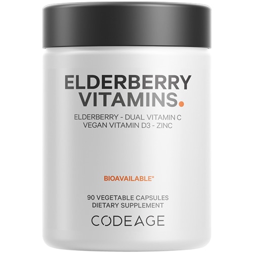 Codeage Organic Black Elderberry - Vegan Immune Complex Formula with Vitamin C D3 & Zinc