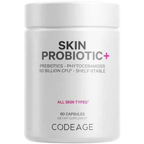 Codeage Skin Probiotics 50 Billion CFU - Probiotics + Prebiotics Vit C Skin Supplement