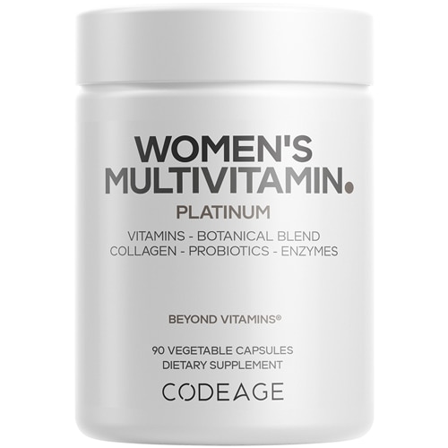 Codeage Womens Multivitamin Platinum-Vitamins A D3 K1 K2 B12-CoQ10-Collagen-Probiotics