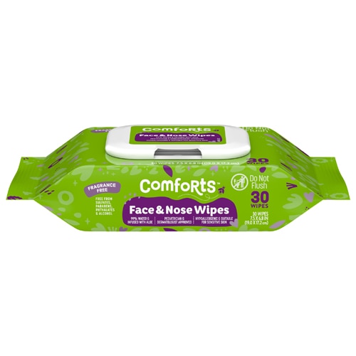 Comforts Face & Nose Wipes Fragrance Free