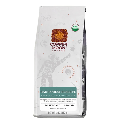 Copper Moon Organic Ground Coffee Dark Roast Rainforest Reserve Blend