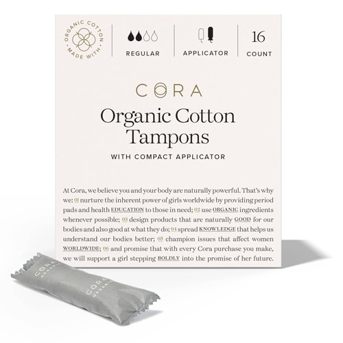 Cora Organic Cotton Applicator Tampons Regular