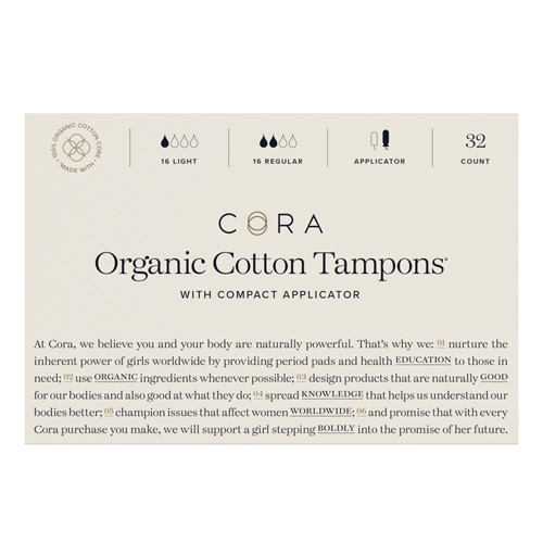 Cora Organic Cotton Tampons - Light & Regular Duo Pack