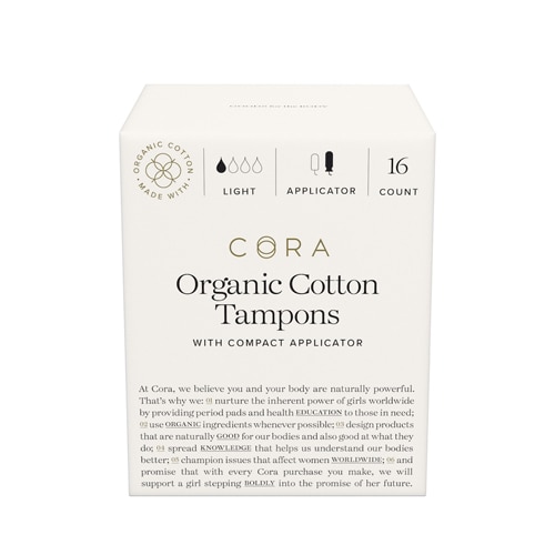 Cora Organic Cotton Tampons with Applicator Light