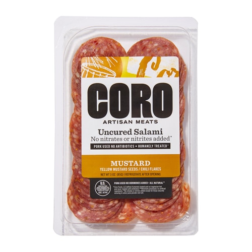 Coro Artisan Meats Uncured Salami No Nitrates Mustard