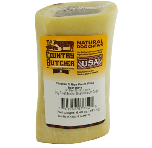 Country Butcher Dog Chew Stuffed Beef Bone Chicken N Rice