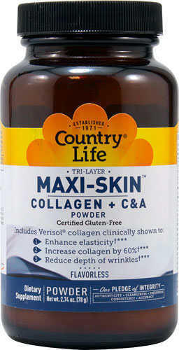 Country Life MAXI-SKIN Collagen + C & A Flavorless