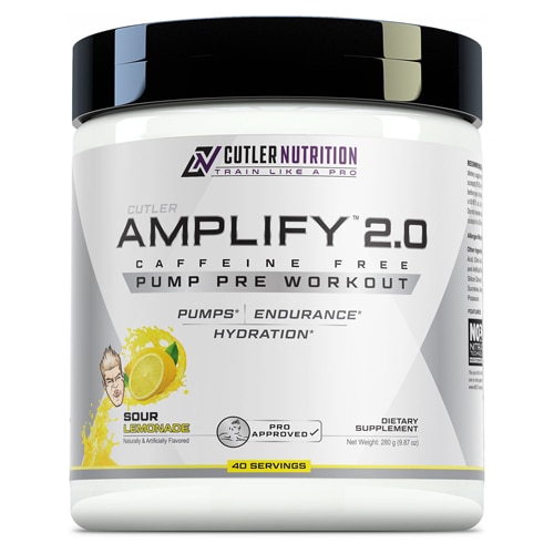 Cutler Nutrition Amplify 2.0 - Non-Stim Pump Pre Workout - 40 Servings Sour Lemonade