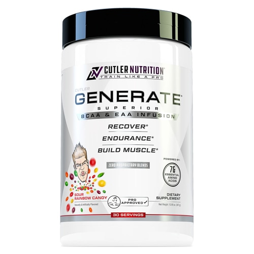 Cutler Nutrition Generate EAAs and BCAAs Intra and Post Workout - 30 Servings Sour Rainbow Candy