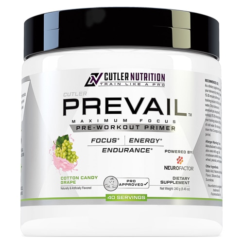 Cutler Nutrition Prevail Pre Workout Primer Energy & Focus Blend - 40 Servings Cotton Candy Grape